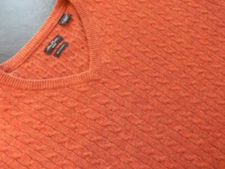 Alan Flusser Golf 100 Cashmere Sienna Cable Sweater L