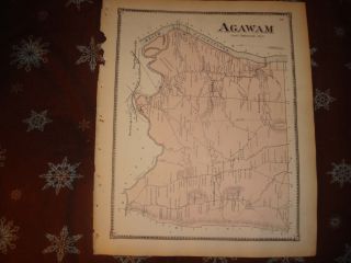 1870 Agawam Hampden County Massachusetts Antique Map