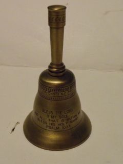 Vintage Brass Bell Etched Psalms 103 1 Holy Bible Inscription Devin 