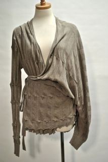 Alexander Wang Puckered Knit Wrap Cardigan Gray Sweater New Sz M $545 