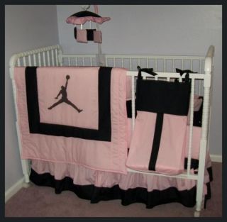 Custom New Michael Jordan Pink and Black Crib Bedding Set