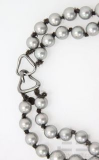 Alexis Bittar Silver Pearl Beaded Jeweled Double Strand Necklace