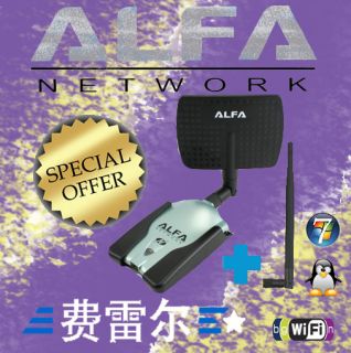 ALFA NETWORK AWUS036NH 2W USB WLAN Adapter 7dBi Panel Antenna Neoprene 