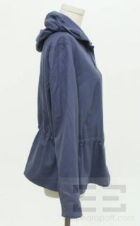 Akris Punto Slate Blue Wool Button Front Belted Jacket Size US 12