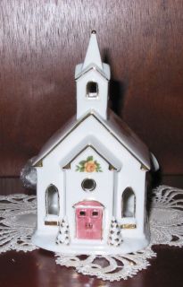 Royal Albert Old Country Roses Snowy Chapel Lighted