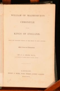 1847 J A Giles William of Malmesburys Chronicle of The Kings of 