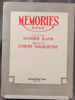 Vintage Sheet Music Memories Gustave Kahn Van Alstyne