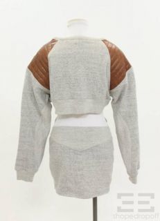Alexander Wang Spring 10 Gray Cutout Back Leather Inset Sweatshirt 