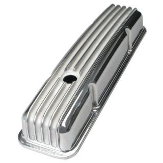   6186 Classic Finned Aluminum Valve Covers Chevy Small Block Short
