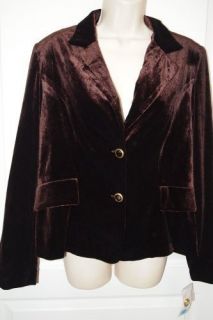 Alyn Paige Chocolate Brown Velour Blazer Jacket Lined 16