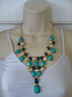 AMRITA SINGH CRYSTAL DUNE STATEMENT NECKLACE IN TURQUOISE 18k GOLD 