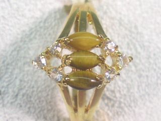 Gemstone Designer Signed Tiger Eye Crystals Ring 210TE