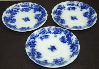   Lot of Flow Blue New Wharf Pottery Lancaster 3X Saucers Each 6
