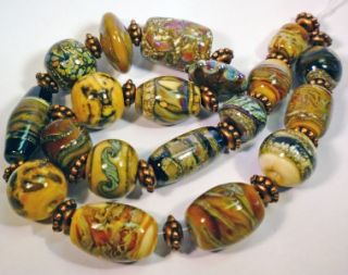 19 Amber Fall Bead Collection by Devonlynn Handmade Lampwork Beads SRA 