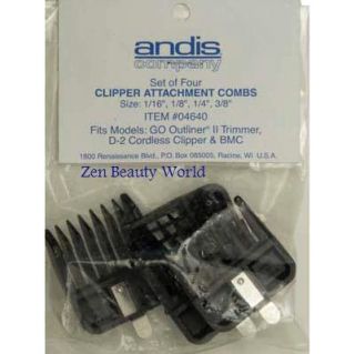 Andis Outliner II Go Attachment Combs 1 16 1 8 1 4 1 2