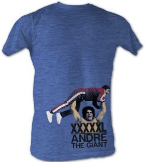 Andre The Giant Overhead Press Lightweight Blue T Shirt New