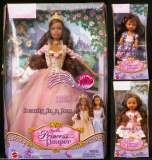   and 2 Kelly AA African American Princess the Pauper Barbie Doll Lot 3