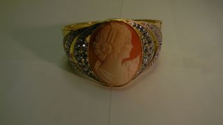 Amedeo NYC Ottocento 45mm Cornelian Shell & Crystal Goldtone Bangle 