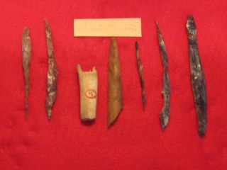 Ancient Peoples Hand Tools Bone Obsidian 7 Total Tools
