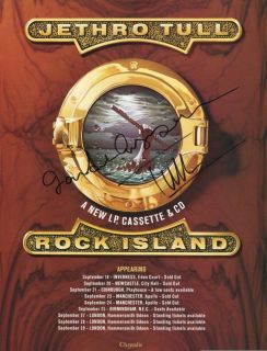 Jethro Tull Rock Island Ian Anderson Signed Promo Poster