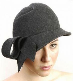 André Ladys Profile Brim Cloche Bell Hat Wool Felt