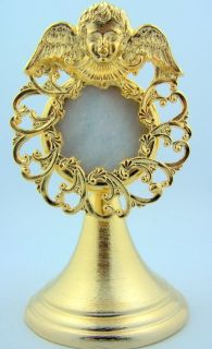 Angel Wings Gold Mini Monstrance Reliquary Relic Case