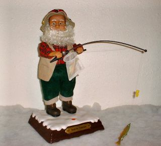 Animated Santa Fishing Christmas Display Figure Trout Fishin Sportsman 