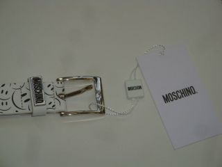 moschino smiley face rave white belt 90 s