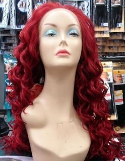 SYNTHETIC FRONT LACE WIG VERY EXTRA LONG CURLY 26 HOT RED UPICK COLOR