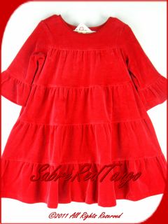 Hanna Andersson Love to Twirl Velour Dress Rio Red 100 4T