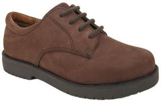 Academie Gear Mens Plain Toe Brown Leather Oxford (Mediums & Wides)