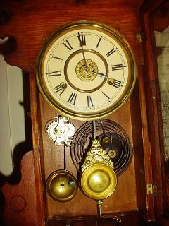 Antique New Haven 8 Day Wind Up Shelf Clock Dandeline Striking Alarm 
