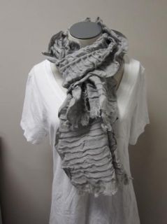 Eileen Fisher Pleated Wool Guaze Scarf Wrap Pearl OSFA