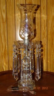 Vintage Crystal Hurricane Style Table Lamp