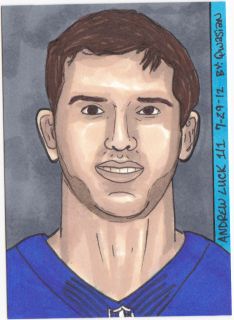 2012 Andrew Luck Indianapolis Colts Rookie Football 1 1 Sketch Card By 