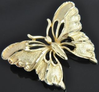 Vintage Michael Anthony 14K Yellow Gold Diamond Cut Butterfly Slide 