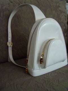   white leather slingback backpack polished calf bamboo detail 90s