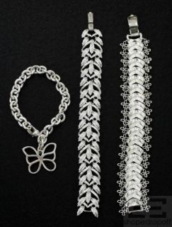Coro & Designer 3pc Silver Link & Butterfly Bracelet Set