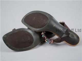 Ann Marino womens beaded slide toe ring sandals size 8M EUC