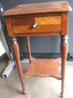 Old Vintage Antique End Table Night Stand with Draw