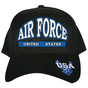 BLACK UNITED STATES AIR FORCE EMBROIDERED BALL SUN CAP   USAF 