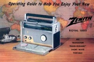zenith trans oceanic royal 1000 manuals w 23 sch r²