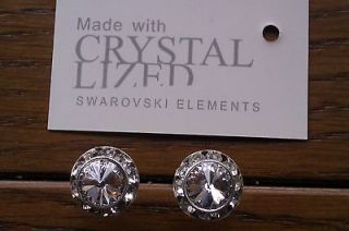 Genuine Swarovski Elements 13mm Clear Crystal Stud Earrings + Gift Bag 