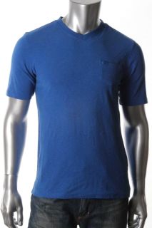 Argyle Culture New Blue Jaquard V Neck Short Sleeve T Shirt M BHFO 
