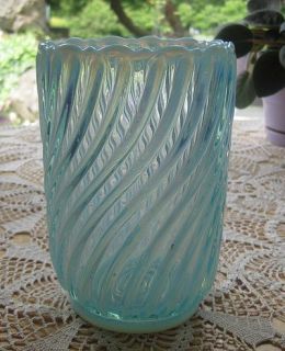   gorgeous antique eapg celery vase in a aqua blue opalescent color it