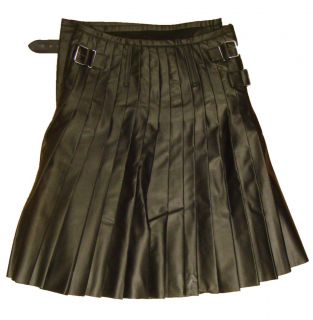 SDL mens traditional heavy leather look pleated industrial kilt/Skirt 