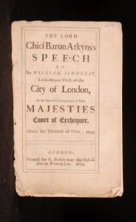 1693 Lord Chief Baron Atkyns Speech to Sir William Ashhurst Mayor of 