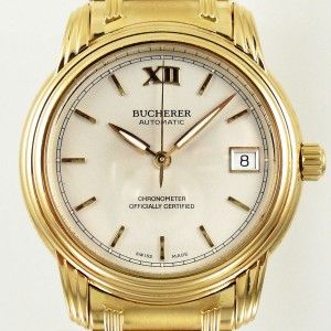 Bucherer Archimedes 36mm 18K Yellow Gold Automatic Mens Watch New 