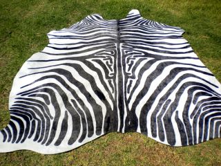 Zebra Print Printed Cowhide Skin Rug Cow Hide DC3687