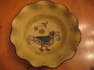 Vintage Red Oaks Pottery Pamela Armbrust Primitive Americana Crow 